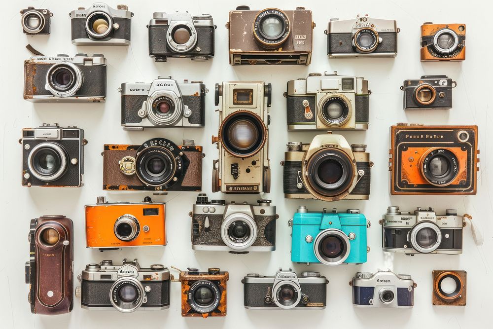 Various vintage cameras electronics digital camera.