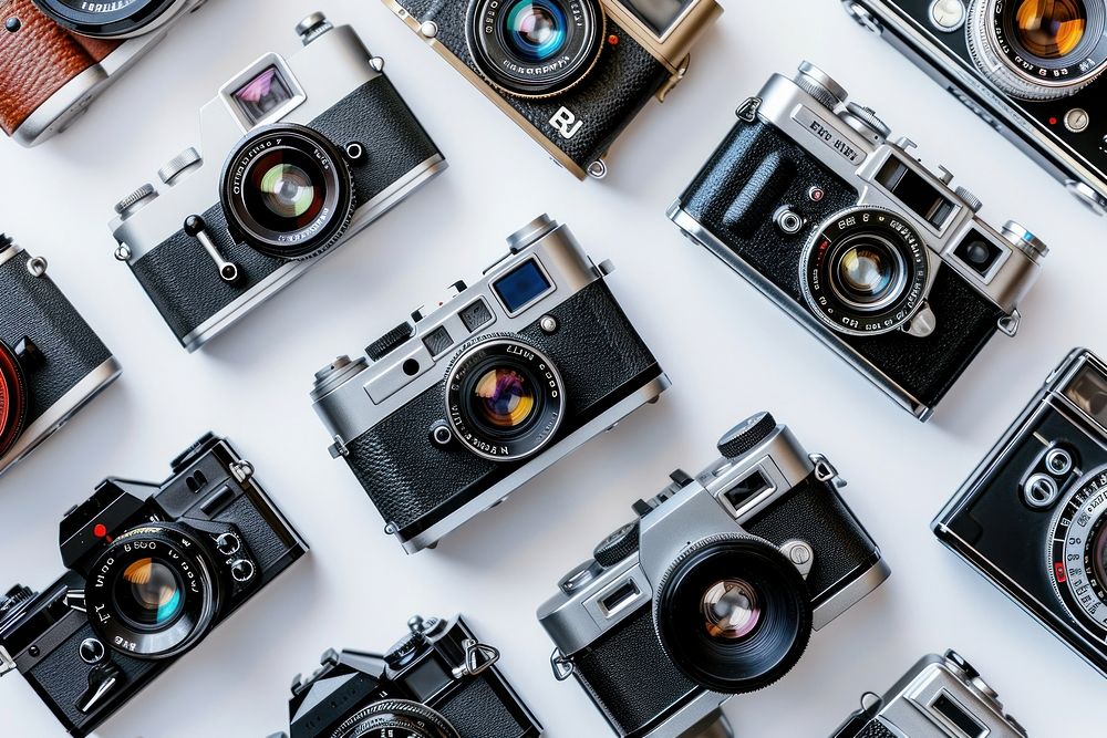 Various vintage cameras electronics photography digital camera.