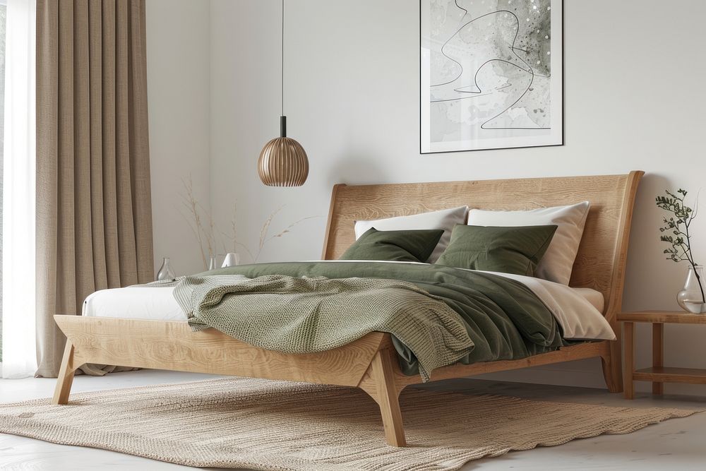 Aesthetic minimal bedroom pillow lamp furniture.