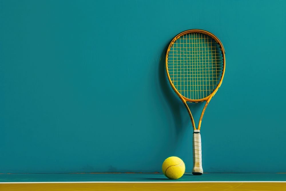 Yellow tennis racket sports ball tennis ball.