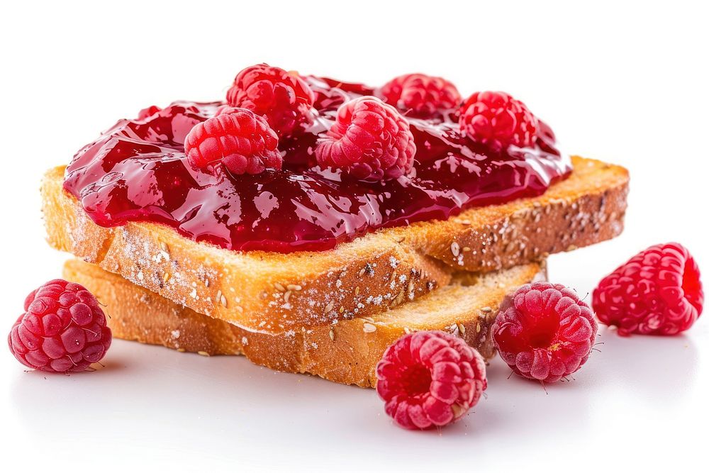 Raspberry toast produce dessert.
