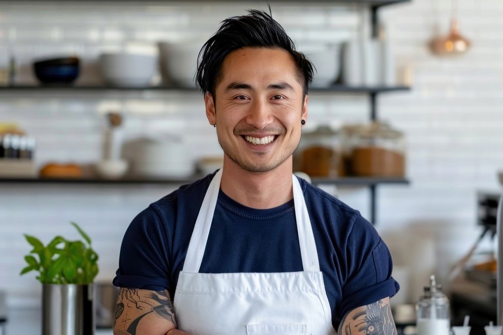 A male chef tattoo person human.