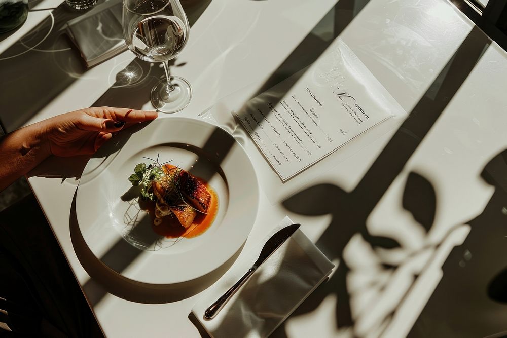 A modern restaurant menu plate food wedding.