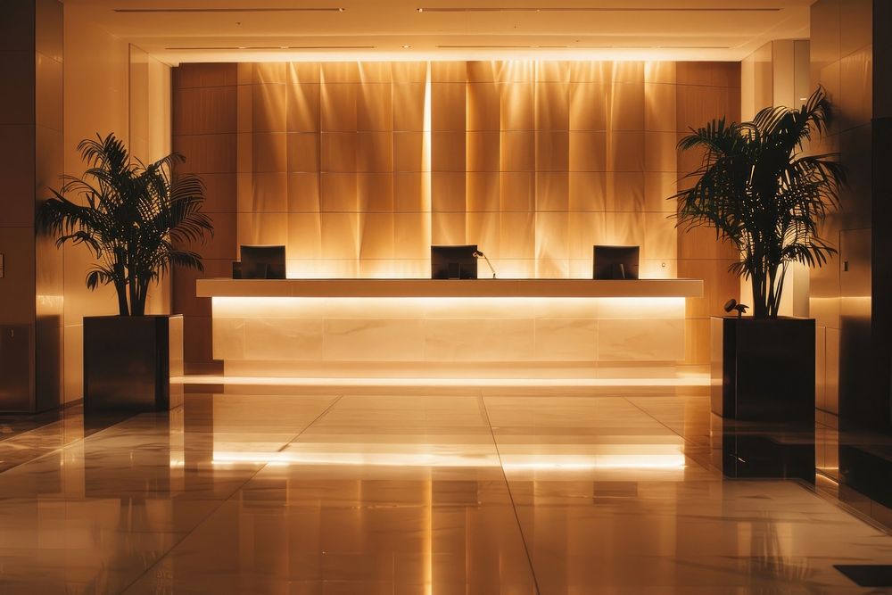 A modern hotel lobby lighting architecture electronics.
