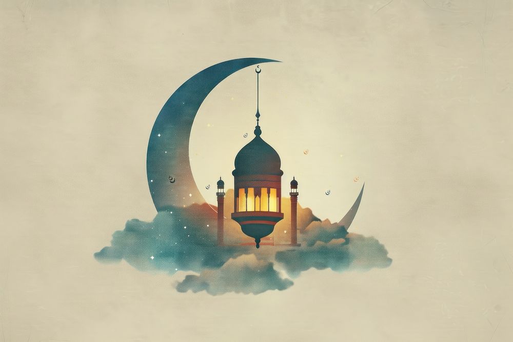 Simple vector eid mubarak art lamp.