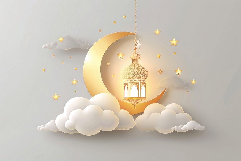 Simple vector eid mubarak chandelier lamp.