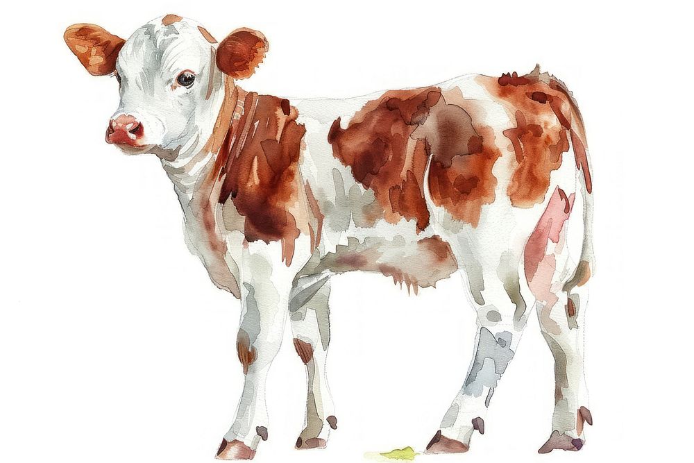 Baby Cow full body cow livestock animal.