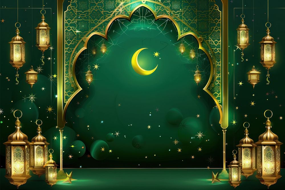 Illustration design Eid Mubarak day moon accessories astronomy.