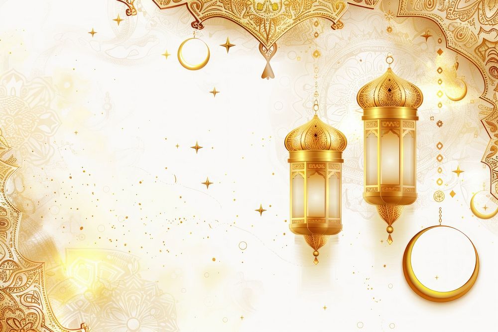 Illustration design Eid Mubarak gold accessories chandelier.