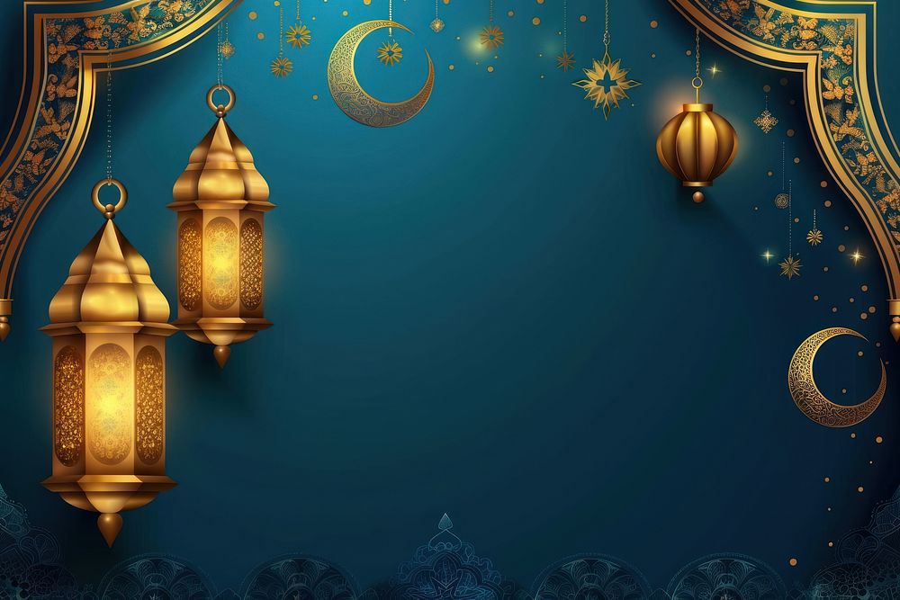 Illustration design Eid Mubarak art chandelier lighting.