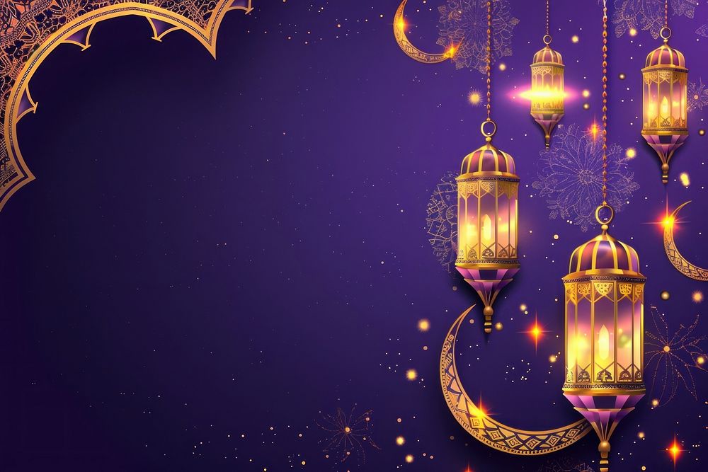 Illustration design Eid Mubarak chandelier lighting lamp.