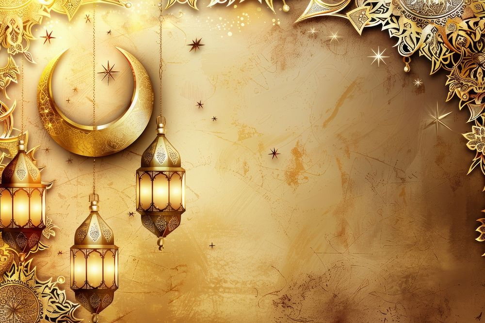 Illustration design Eid Mubarak gold chandelier lighting.