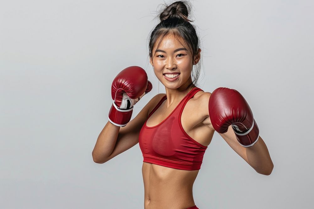 South east asia Sport woman punching boxing sports.