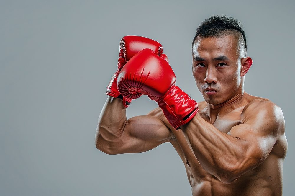 South east asian Sport man punching boxing sports.