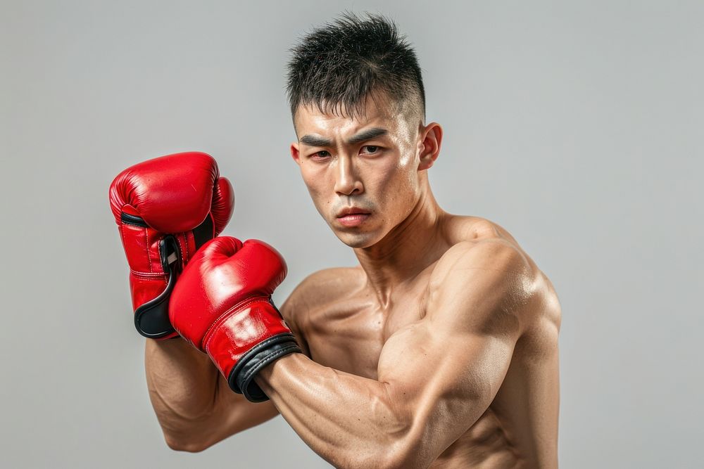 South east asian Sport man punching boxing sports.