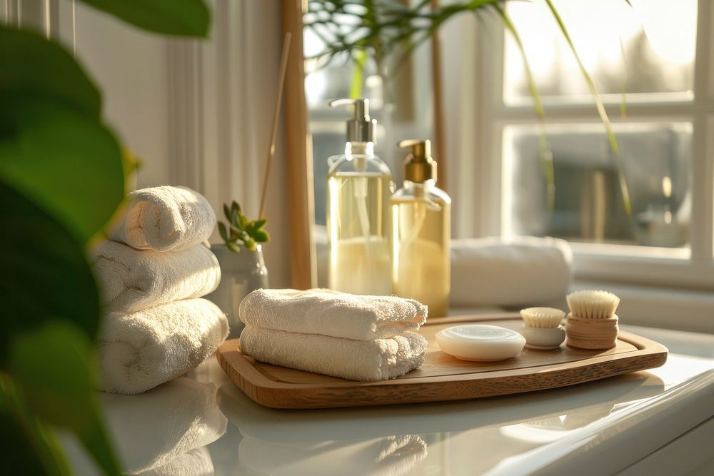 Spa treatment set spa windowsill cosmetics.