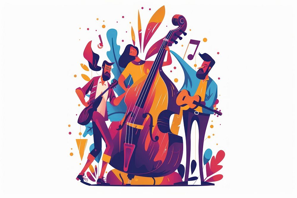 Illustration of people playing jazz music art musical instrument.
