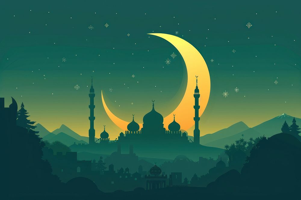 Vector illustration of ramadhan mosque moon architecture.