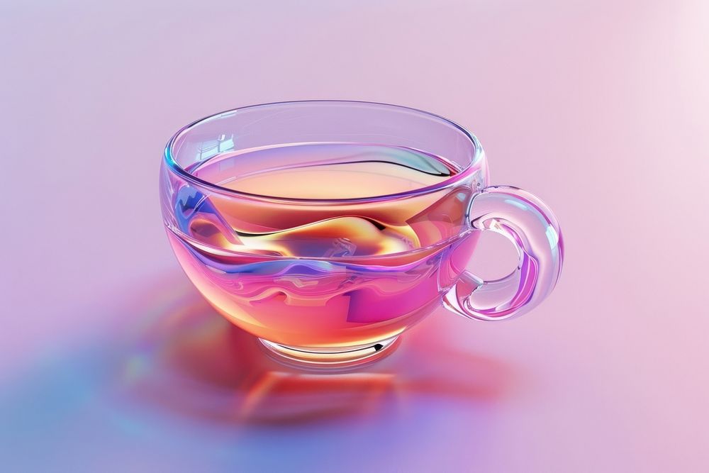 Surreal abstract style tea cup mockup beverage drink mug.