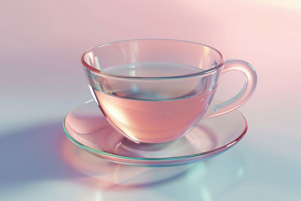 Surreal abstract style tea cup mockup beverage saucer drink.