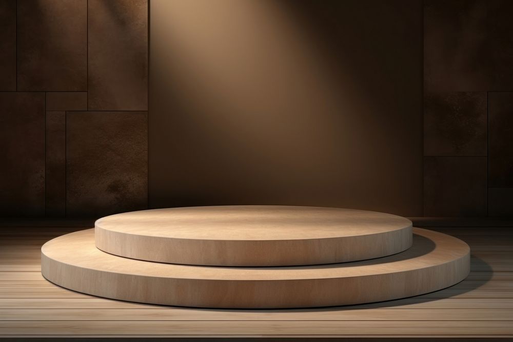 Podium scene with wooden platform furniture flooring hardwood.