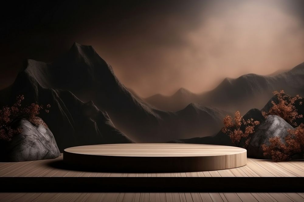Podium scene with wooden platform outdoors jacuzzi bathing.