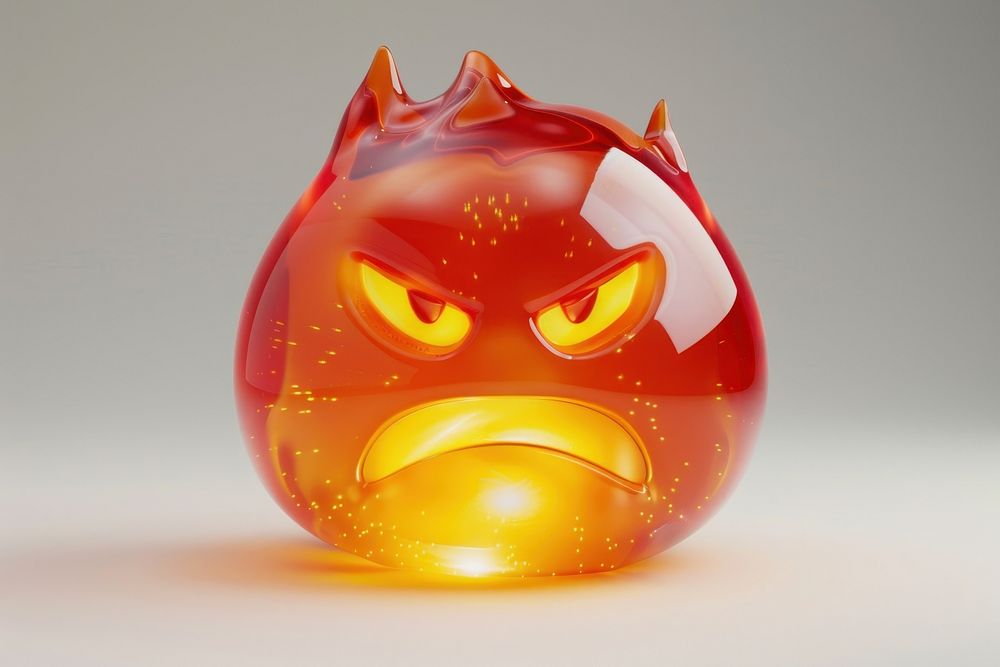 3d angry fire ball character