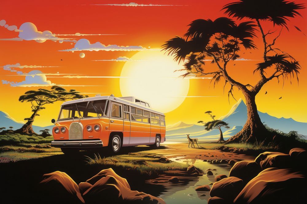 Safari bus transportation outdoors.