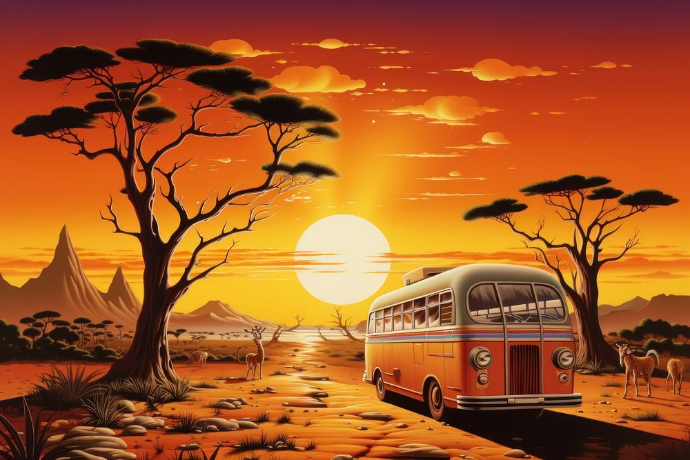 Safari bus art transportation.