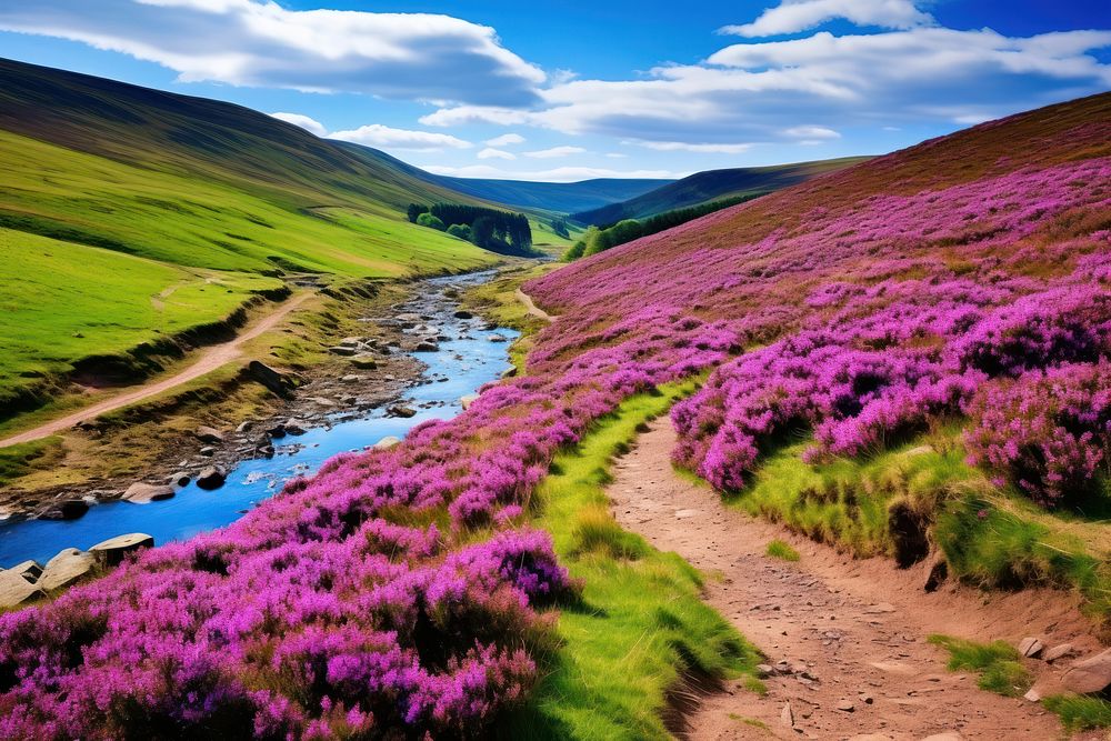 Scotland scenery flower river.