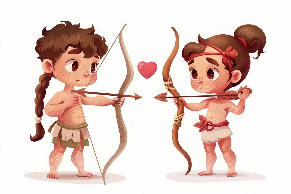 Characters Vector illustration of Amur baby bow weaponry archery.