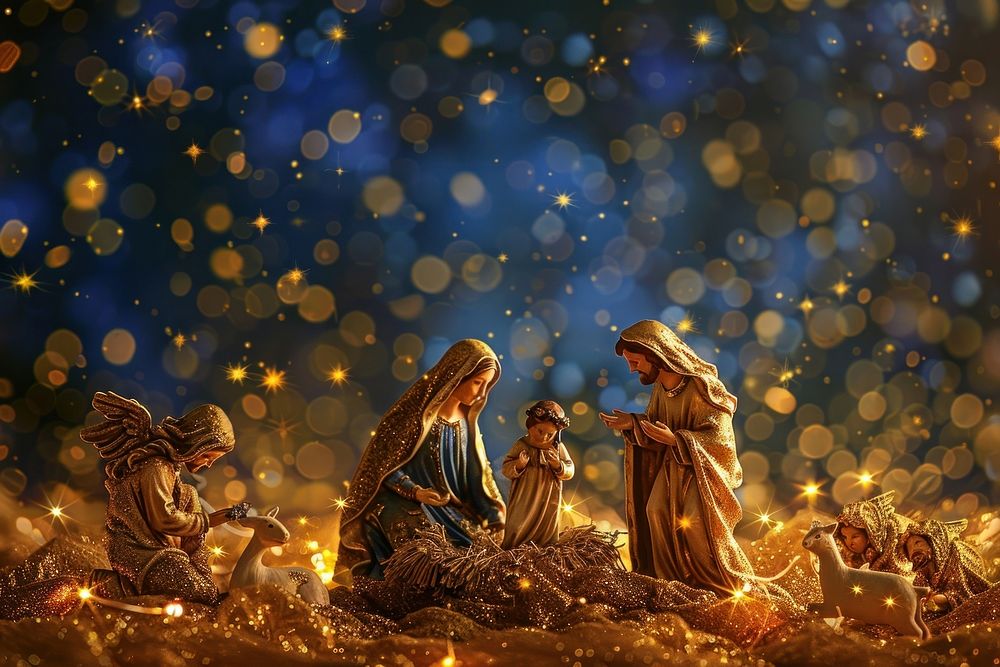 Nativity Christmas treasure outdoors lighting.