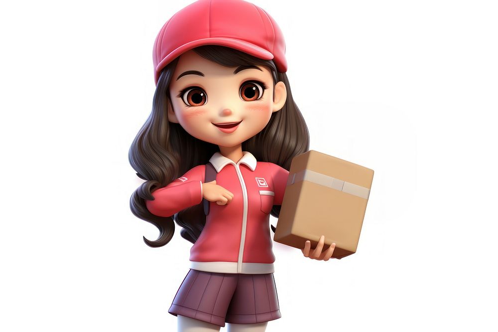 Japanese delivery girl cardboard package carton.