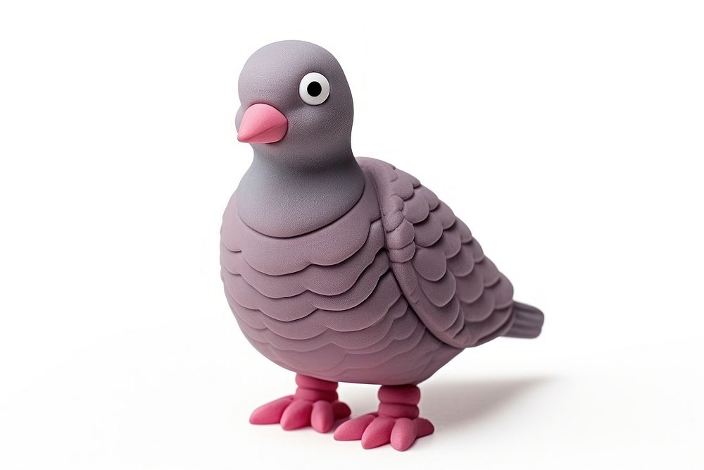 Cute Plasticine clay 3d of Pigeon pigeon outdoors snowman.