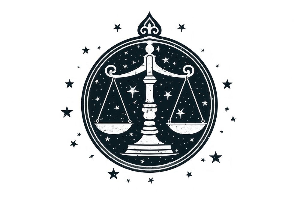 Astrological libra zodiac signs shaped rubber stamp emblem symbol animal.