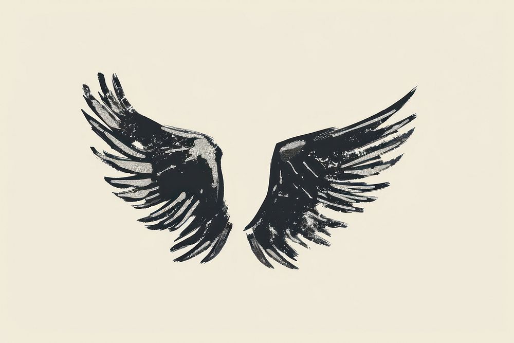 Cartoon angel Wings icon marker brush vulture animal flying.