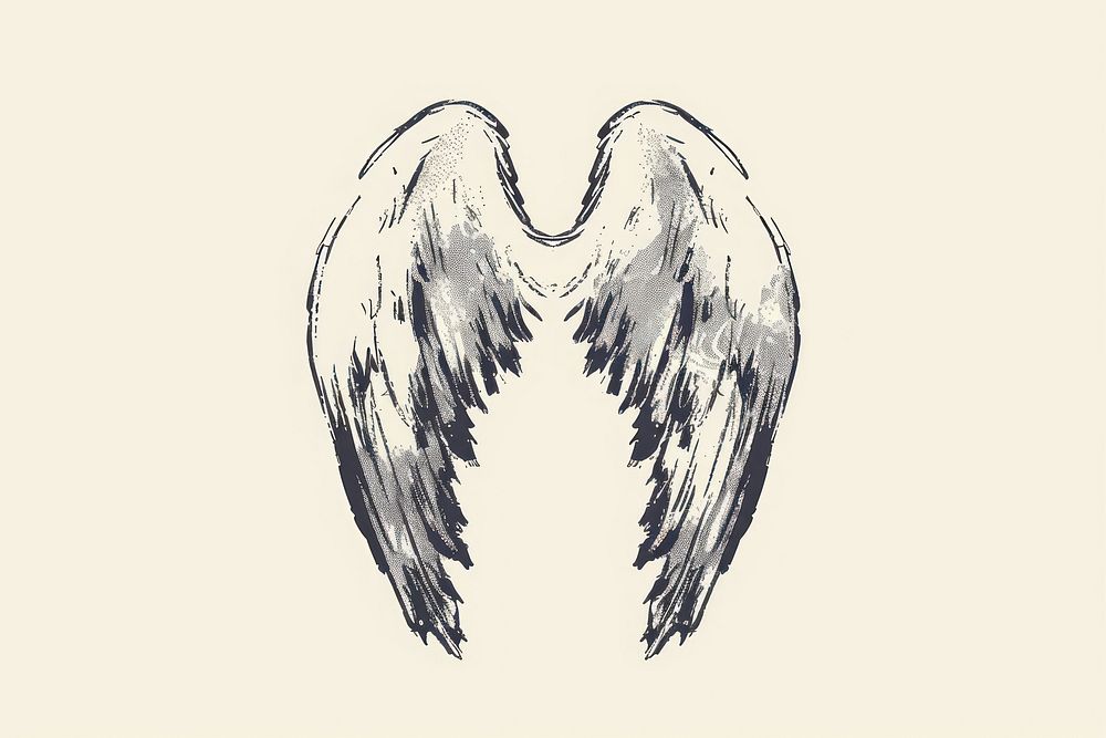 Cartoon angel Wings icon marker brush illustrated archangel drawing.