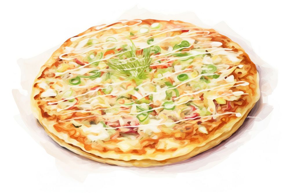 Okonomiyaki japanese food pancake pizza bread.