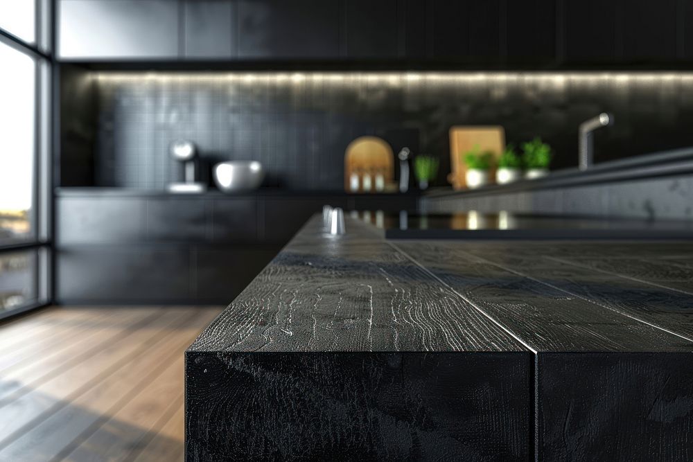 Modern kitchen furniture floor wood.