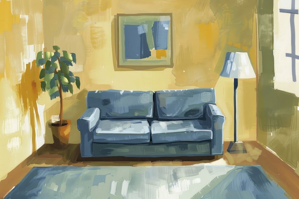 Living room architecture furniture painting.