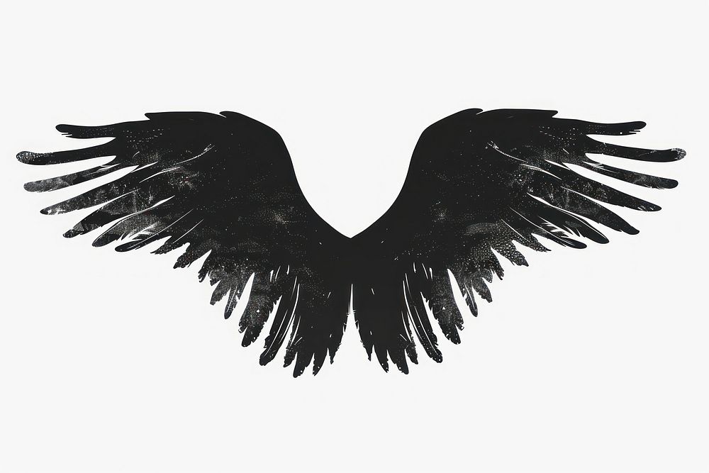 Hand drawn angel wing vulture animal flying.