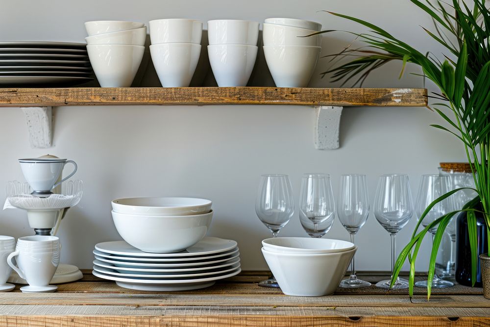 Kitchen utensils shelf plant porcelain.