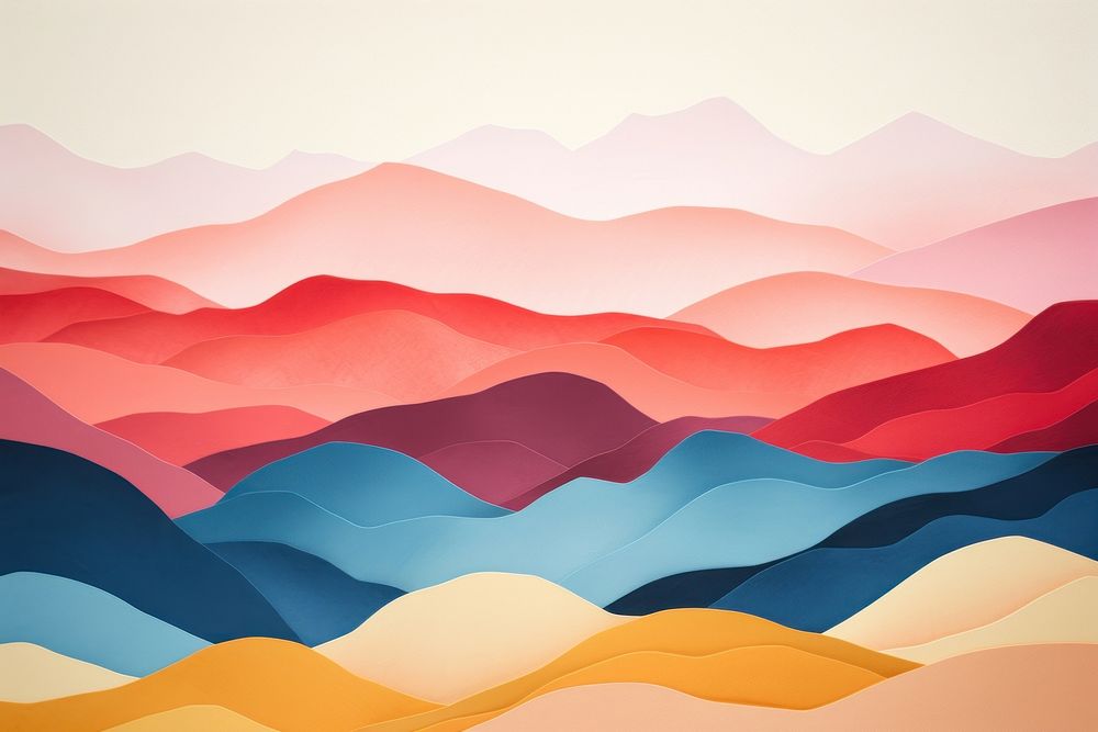 Colorful mountain range art painting graphics.