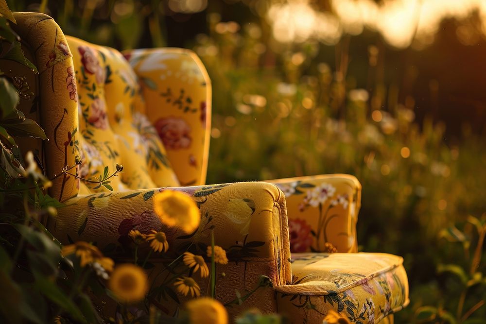 Yellow armchair furniture couch.