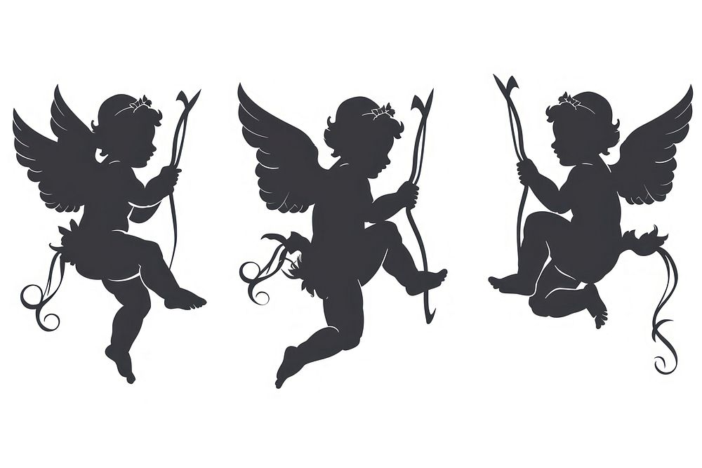 Silhouettes Vector illustration of cute cupid clothing apparel person.