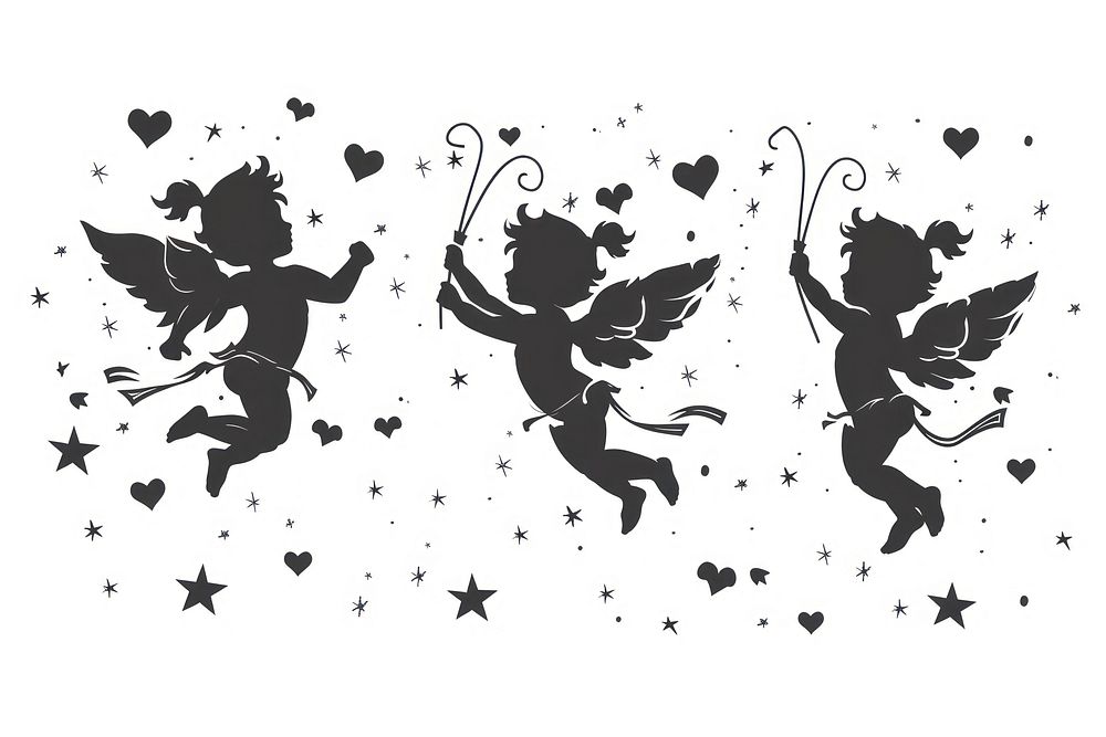Silhouettes Vector illustration of cute cupid clothing footwear stencil.