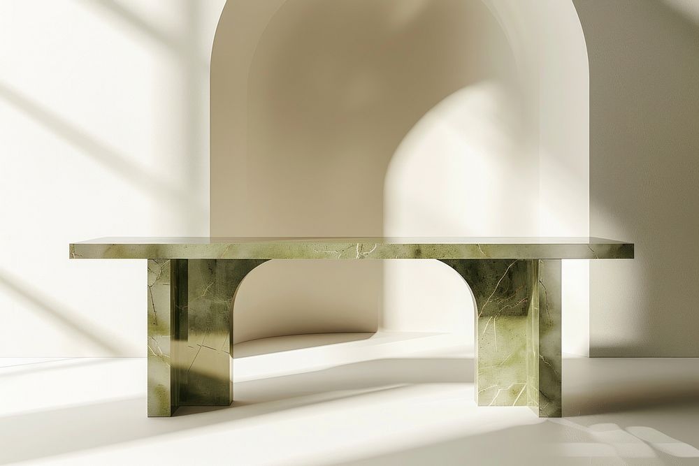 Modern luxury green Scandinavian dining table furniture tabletop bench.