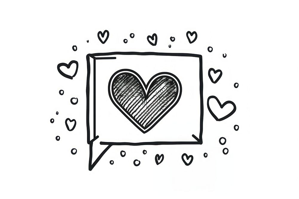 Divider doodle of heart in speech box illustrated drawing symbol.