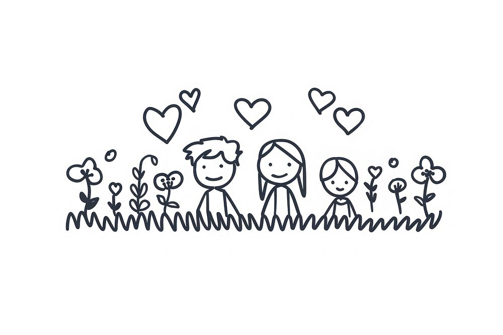 Divider doodle of Friendship and love line icons illustrated drawing person.