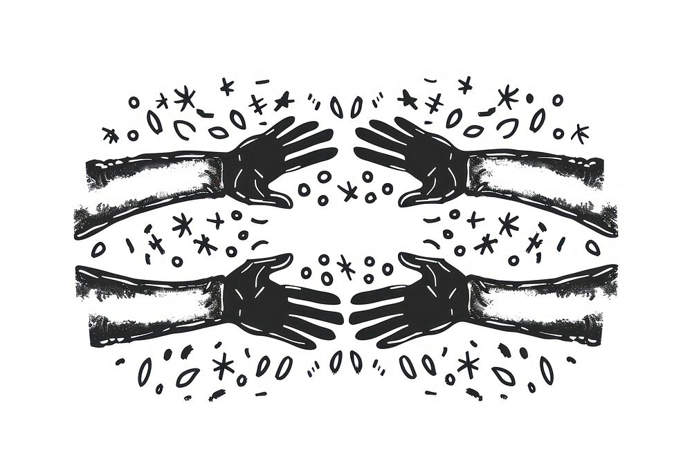Divider doodle of cheer hand handwriting stencil cutlery.